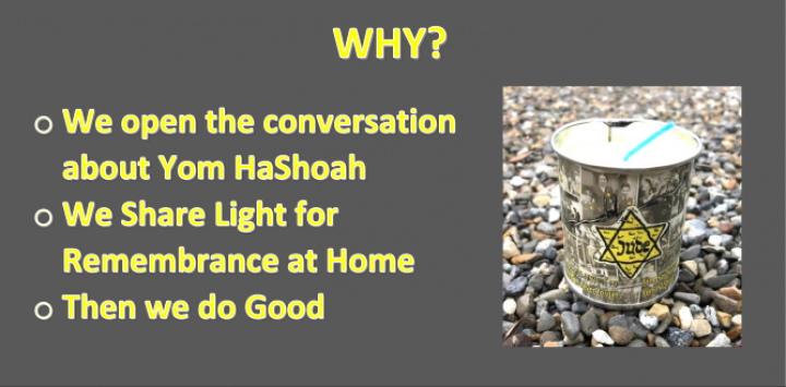 Why? We open conversation about Yom HaShoah, We share Light for Remembrance at Home, Then we do Good.